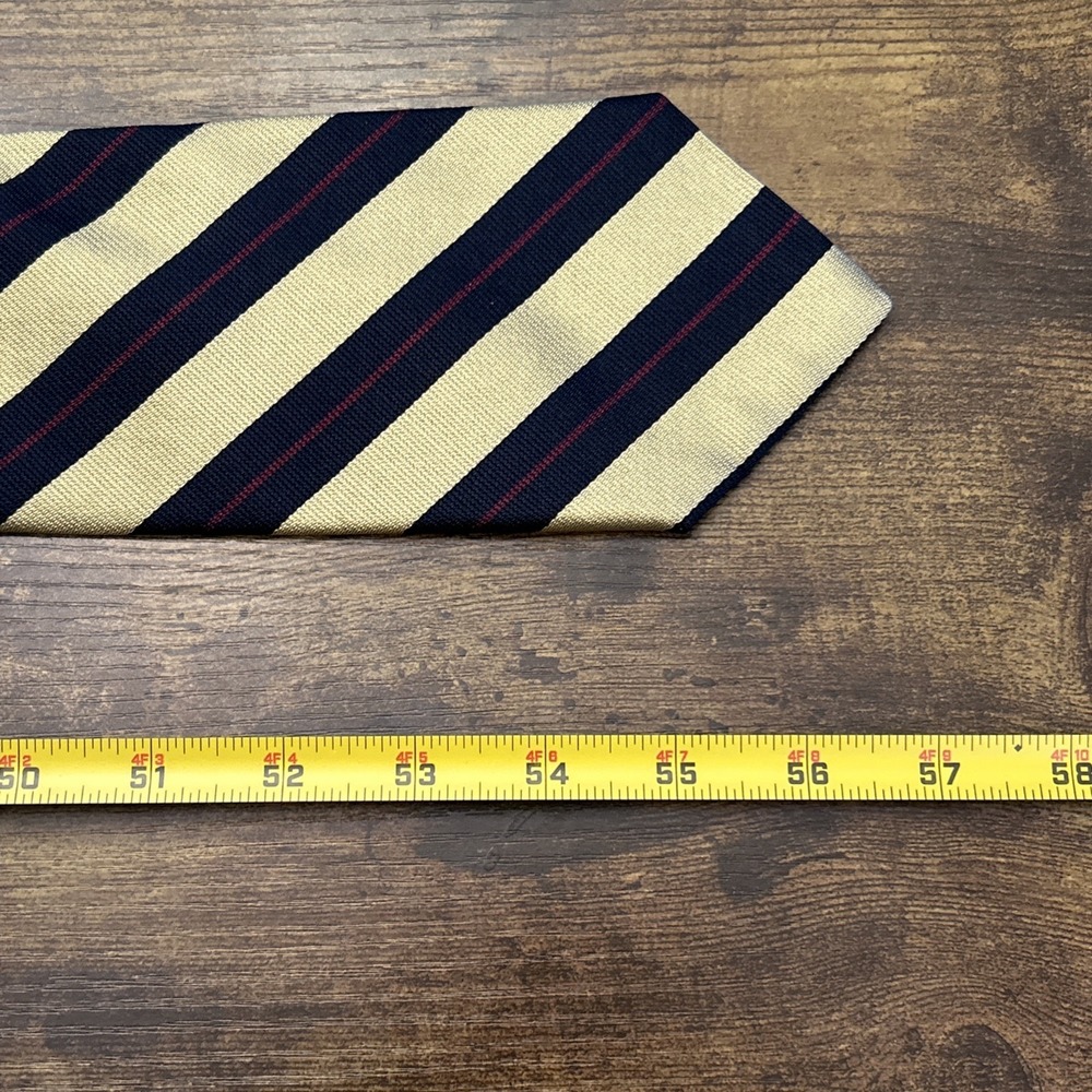 Bert Pulitzer Neck Tie 100% Silk Gold Blue Striped Vintage Made in USA - Picture 5 of 6